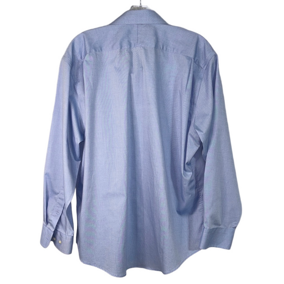 Nordstrom Non-Iron Trim Fit Blue Dress Button Down Shirt Size 17 32-33 - Picture 3 of 5